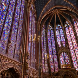 Explore the breathtaking stained glass windows of Sainte-Chapelle in Paris, showcasing exquisite craftsmanship.